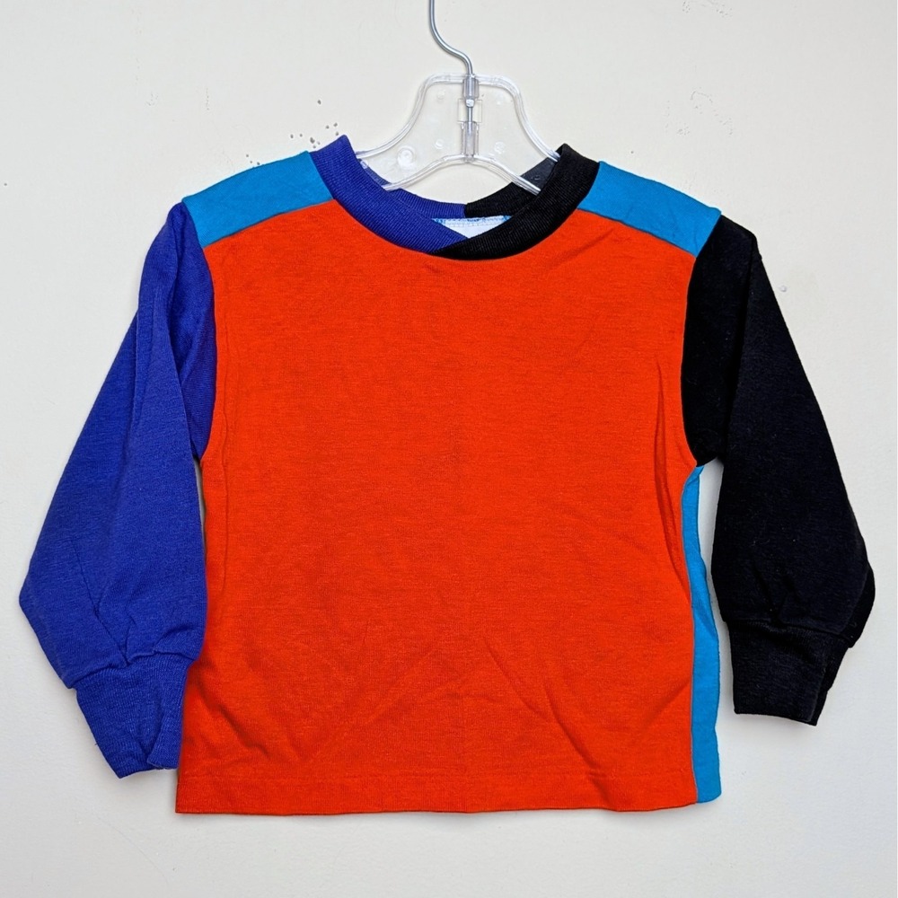 Vintage‎ Carter's Colorblock Bright Color Long Sleeve Shirt 90s Made in USA 2T